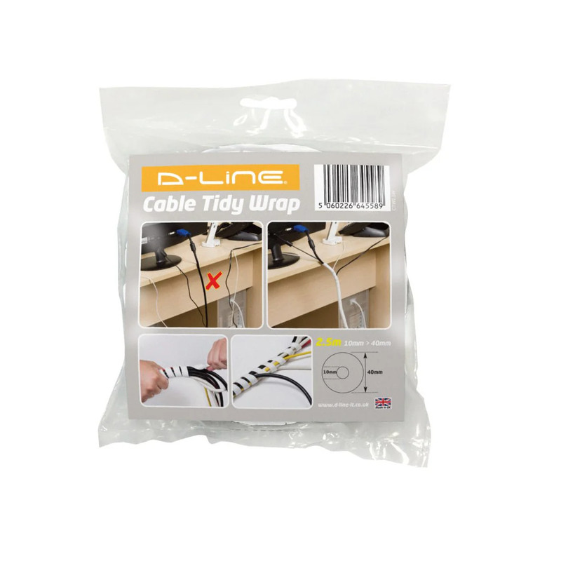 D-Line Cable Tidy 40mm Wrap - White - أكسسوارات